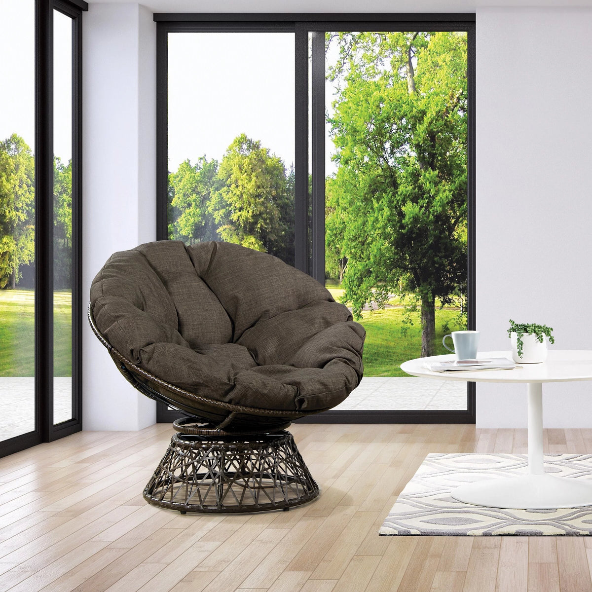 Brown Papasan Chair with Round Cushion S42415