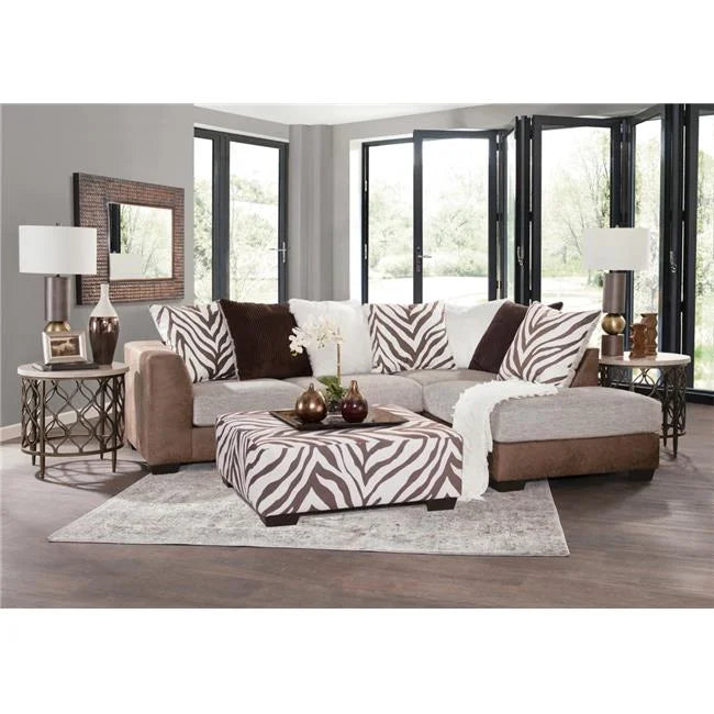 Brown and White Zebra Upholstered Ottoman C22881