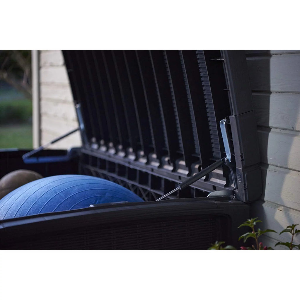 Grey 110 Gallon Plastic Outdoor Storage Deck Box Bench Q74084