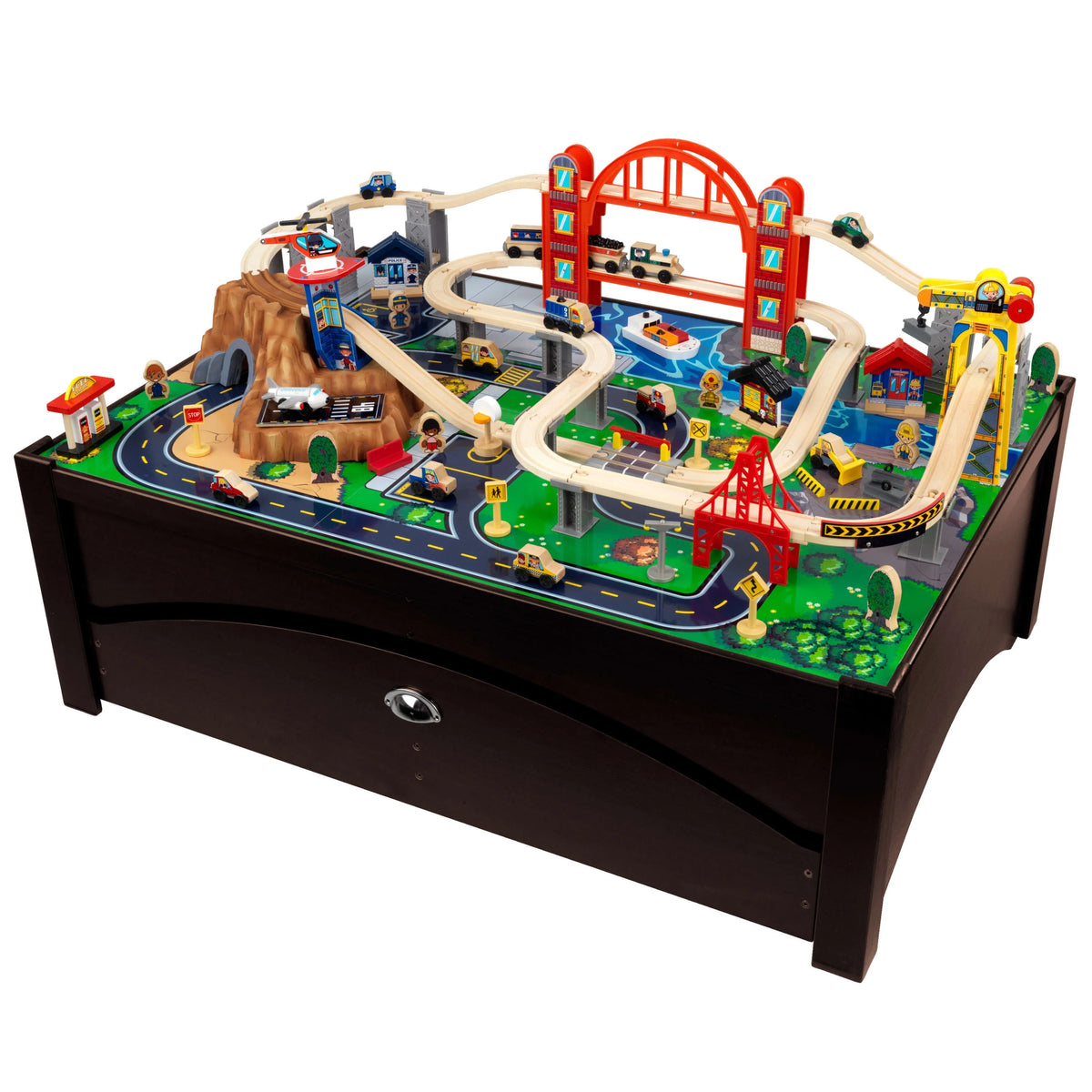 Wooden Train Set and Train Table with 100 Accessories Z951293