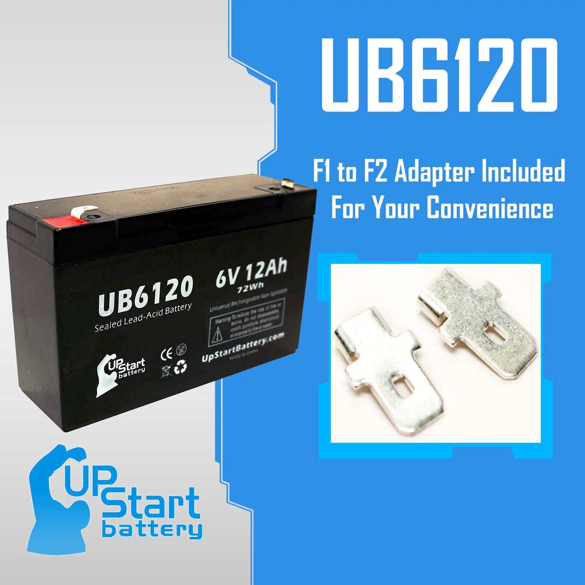 6V 12Ah Sealed Lead Acid Battery with Terminal Adapters I868