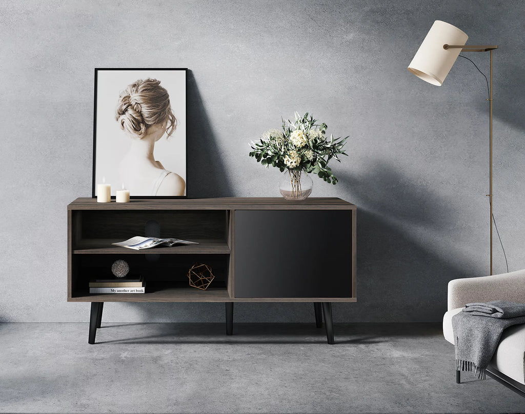 Mid Century Wood TV Stand with Storage J215574
