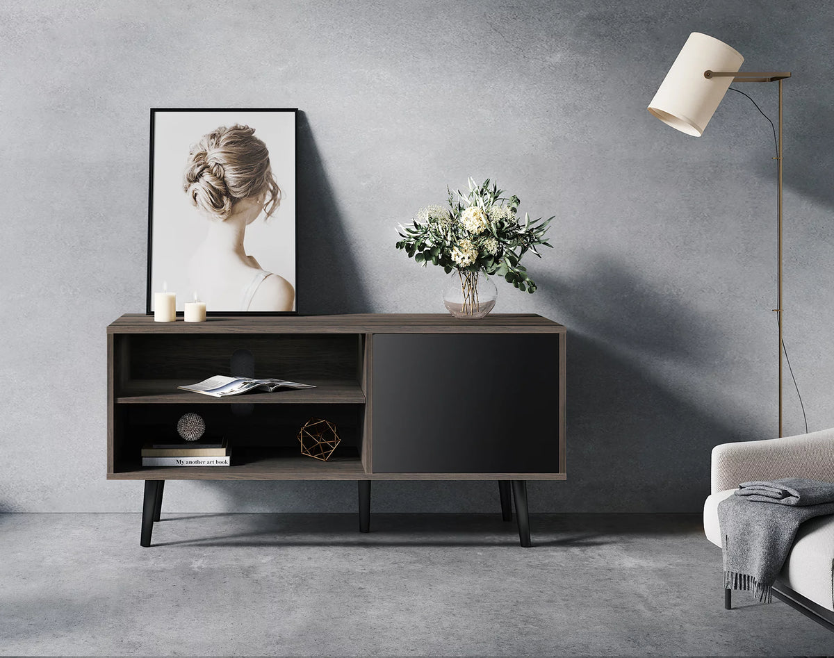 Mid Century Wood TV Stand with Storage J215574