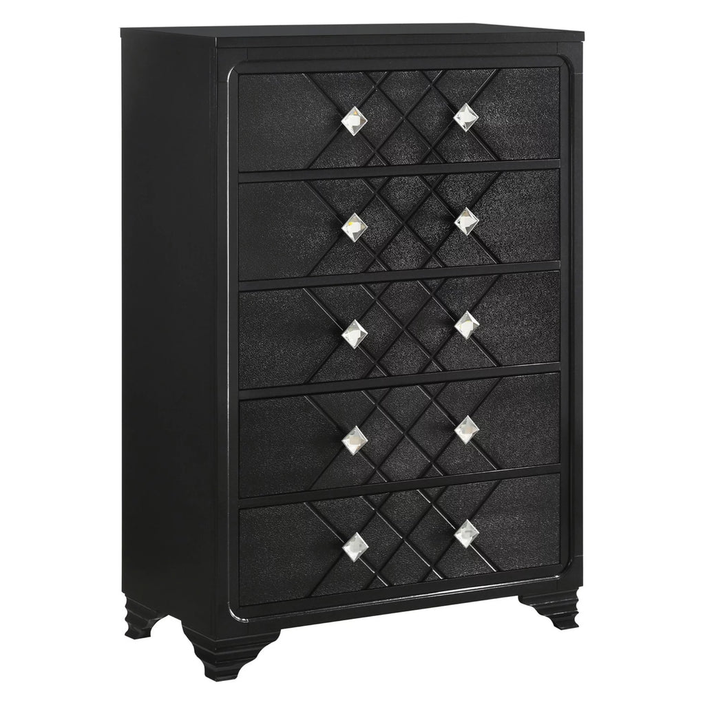 Black 5 Drawer Tall Dresser I55320