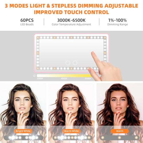 Rechargeable Clip-on Car Sun Visor Vanity Mirror with 3 Light Modes S94174