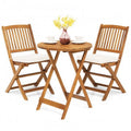 3-Piece Wooden Bistro Set with Cushioned Chairs P88696