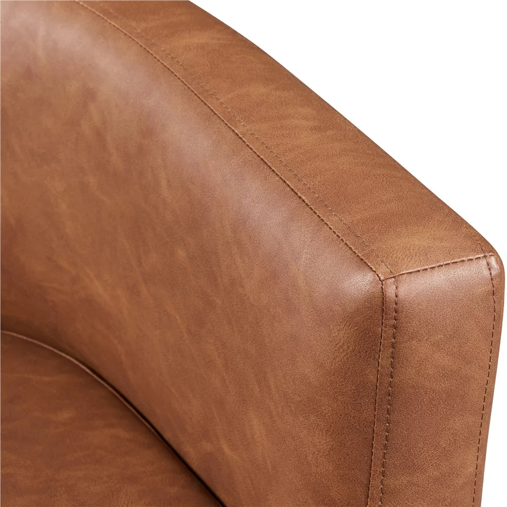 Brown Faux Leather Upholstered Accent Chair Y318