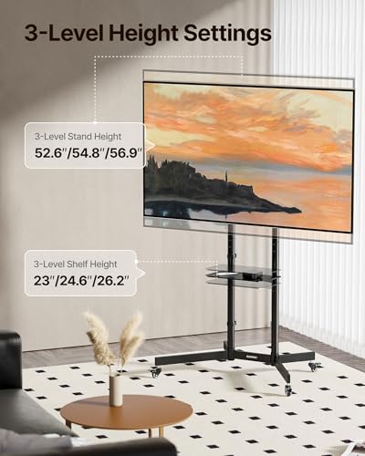Heavy-Duty Rolling TV Stand for 32–85" Screens, Black D469400