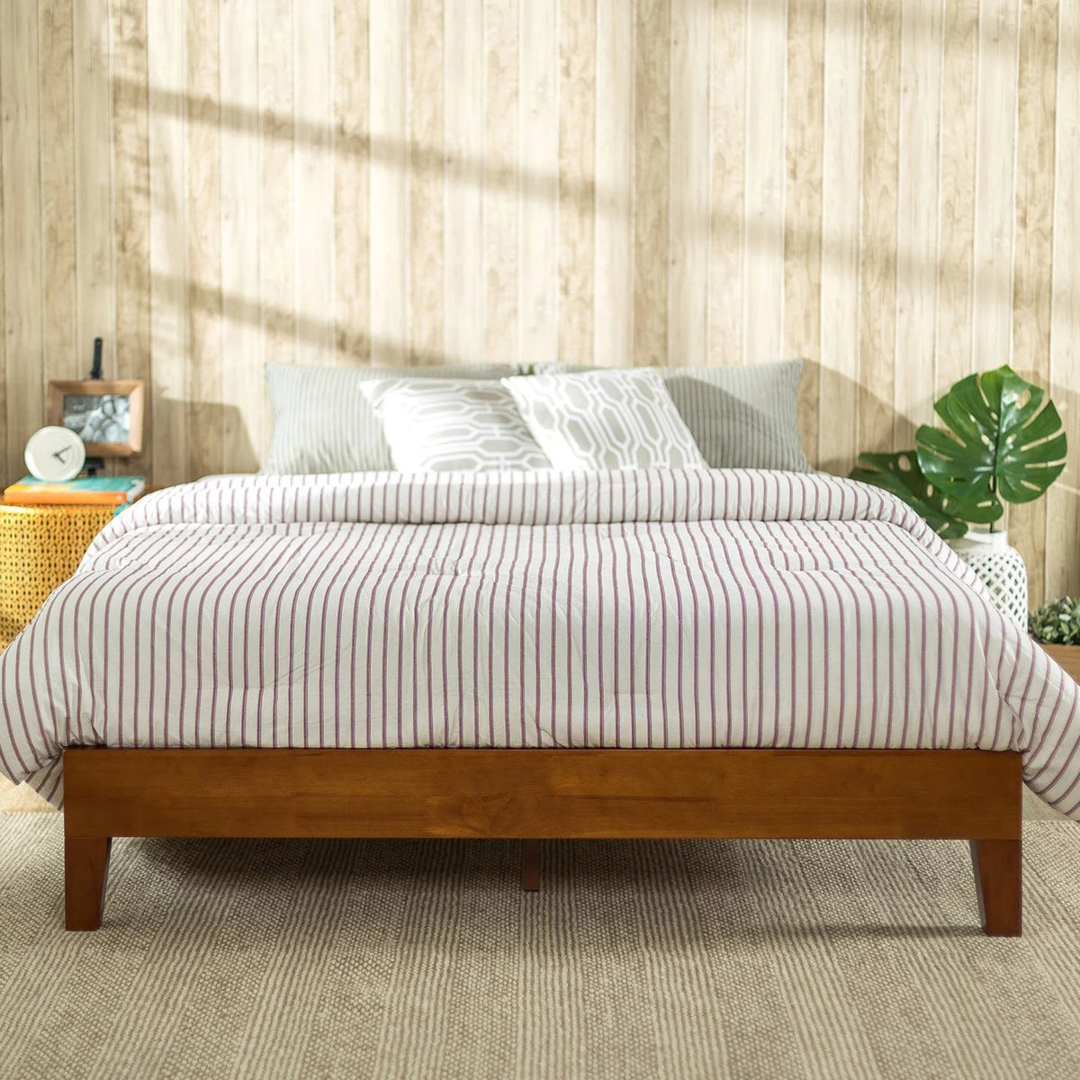 12" Wood Platform Bed Frame, Cherry, Full E358624