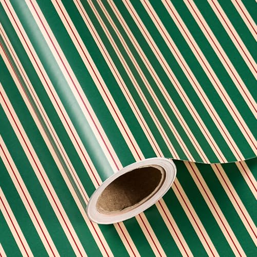 Kraft Green and Pink Stripe Wrapping Paper Mini Roll L3129