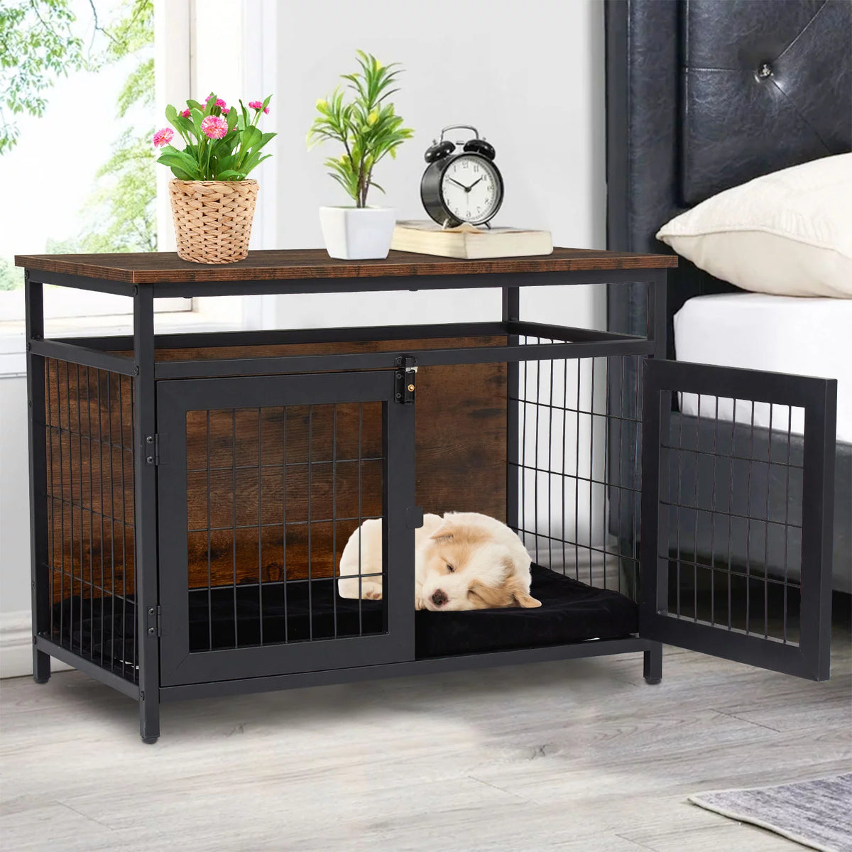 Dog Crate Furniture with Double Doors L16189