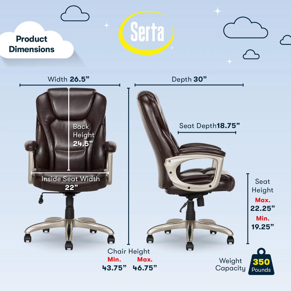 Black Bonded Leather Office Chair with Memory Foam D7889