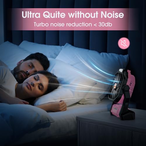 Portable Rechargeable Fan 20000mAh with LED Lantern Pink A6393