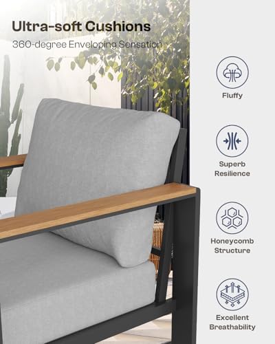 Aluminum 4 Piece Patio Furniture Set with Coffee Table E51743