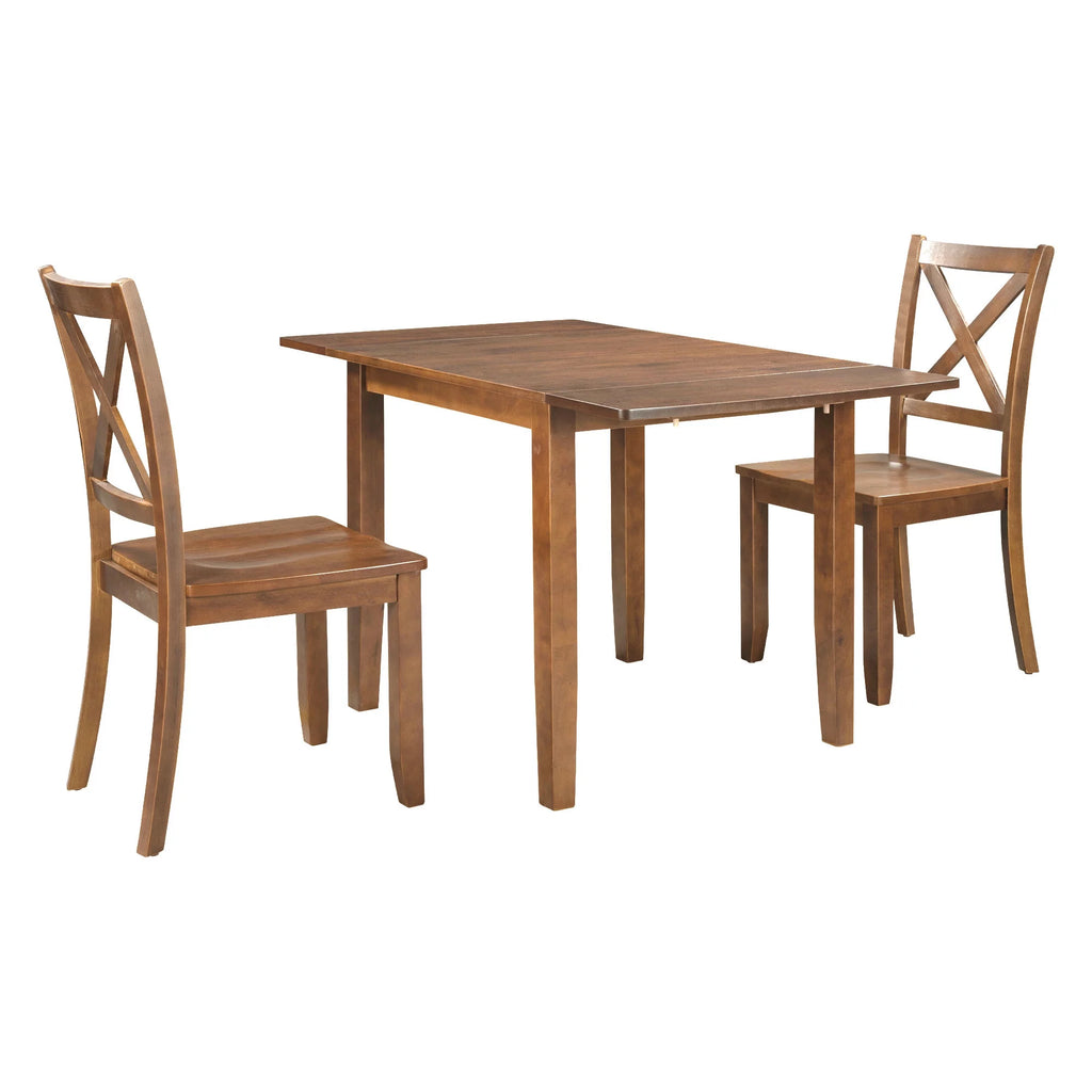 3-Piece Wood Drop Leaf Dining Table Set with 2 Chairs J680216