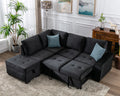 Black L Shape Sectional Sofa with Storage V252