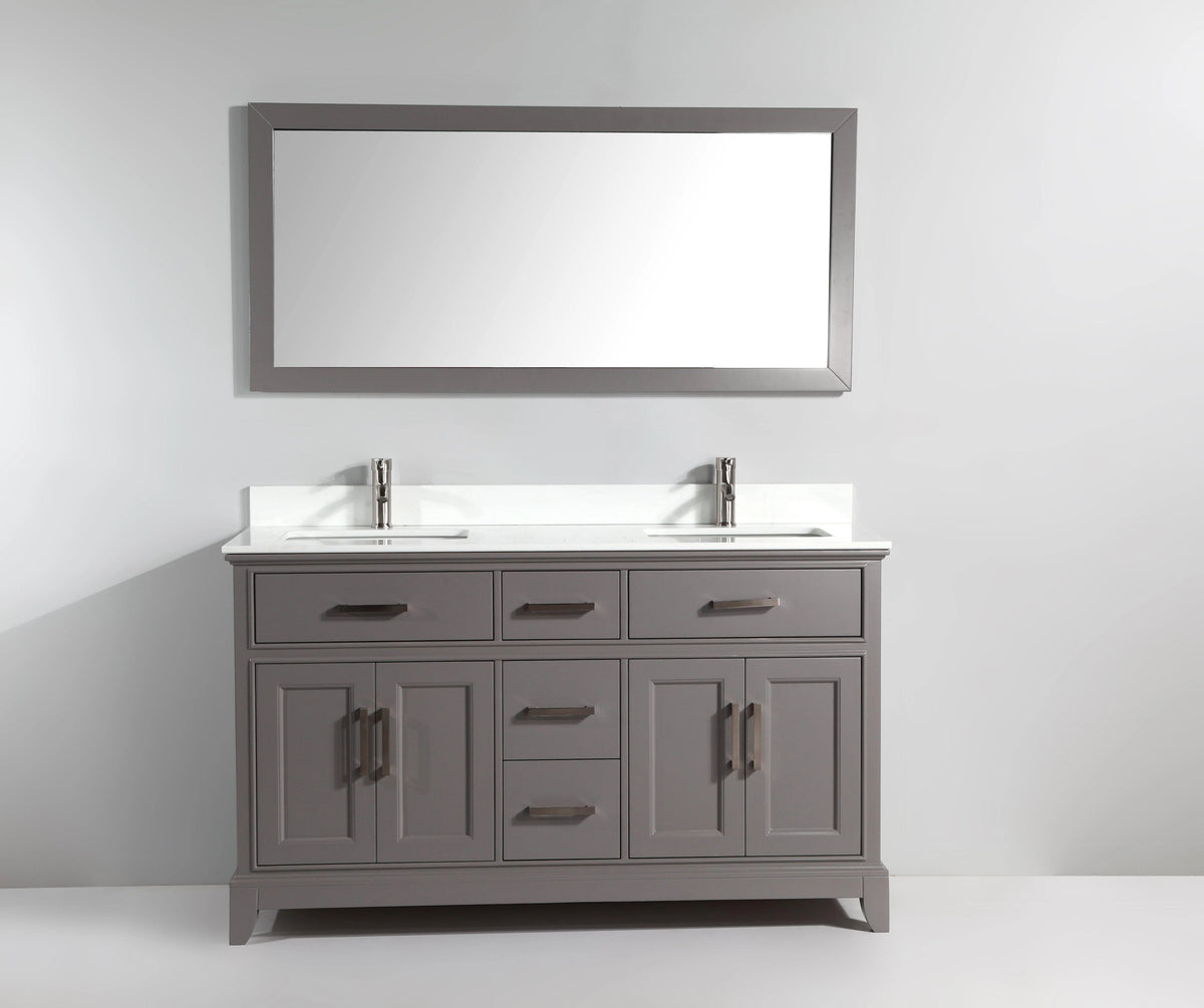 60 in. Grey Double Sink Vanity & Mirror U4034