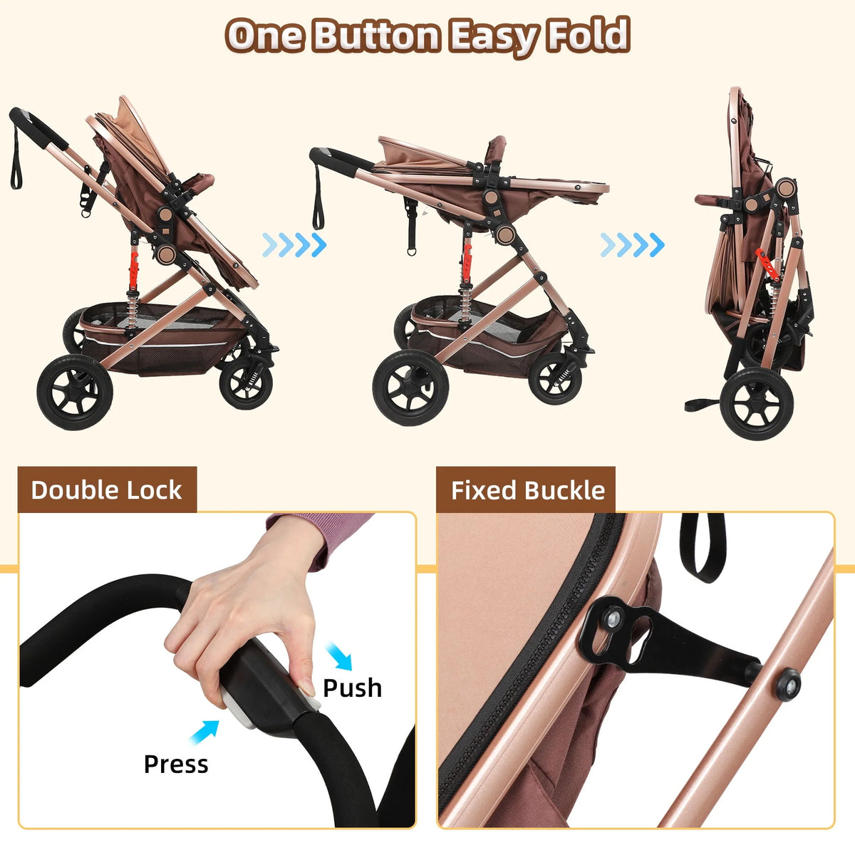Foldable Reversible Bassinet Baby Stroller Y135