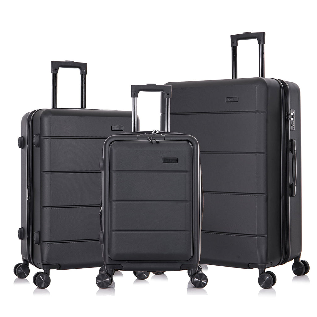 Black 3-Piece Hardside Luggage Set with Spinner Wheels S7697