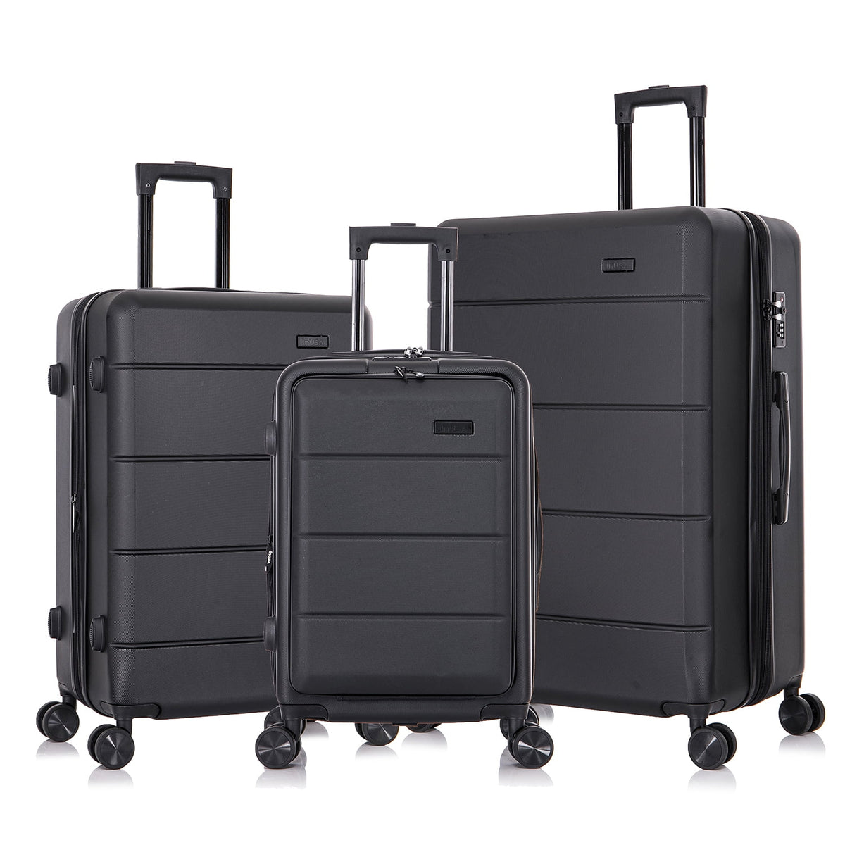 Black 3-Piece Hardside Luggage Set with Spinner Wheels S7697