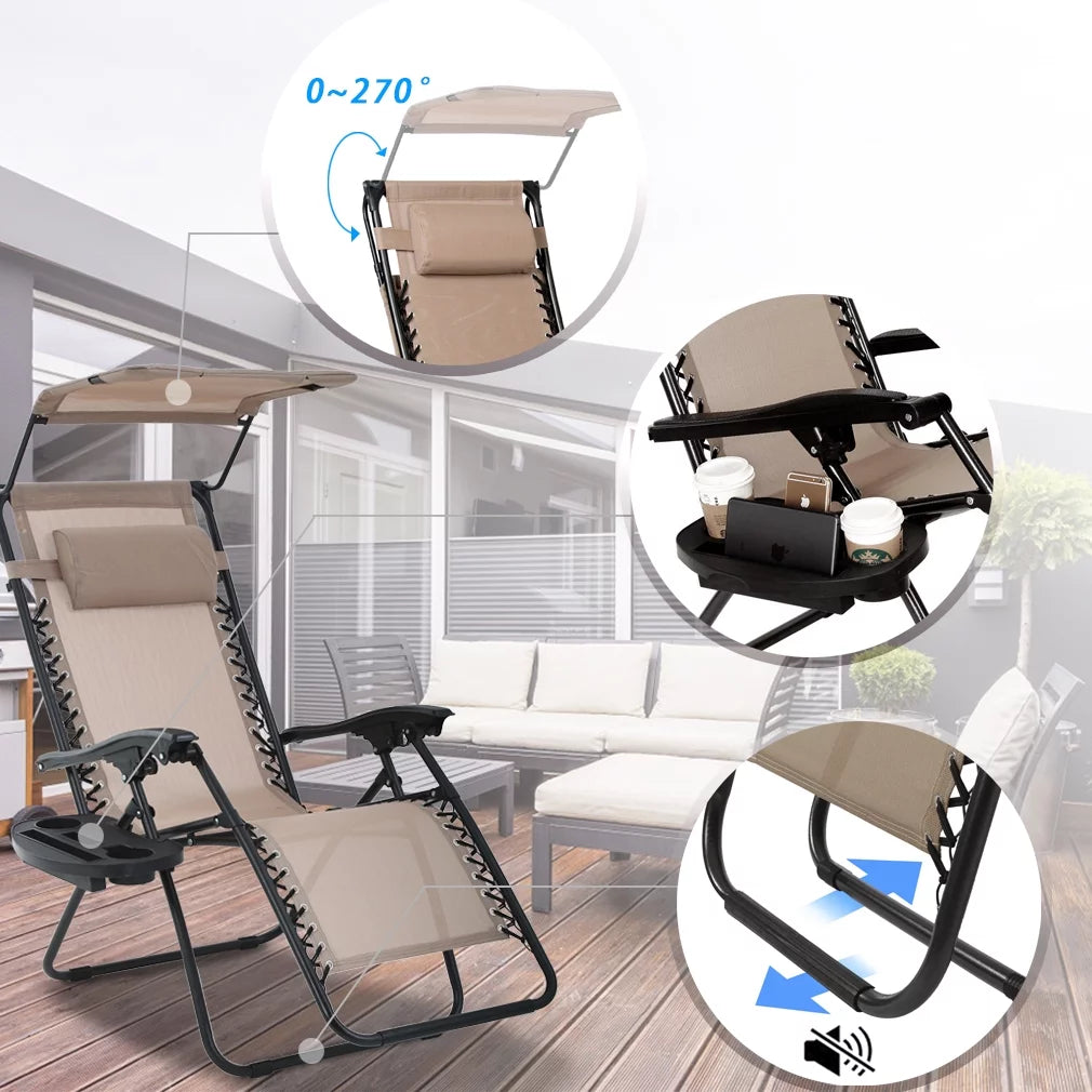Zero Gravity Chair with Canopy Cup Holder Z4916