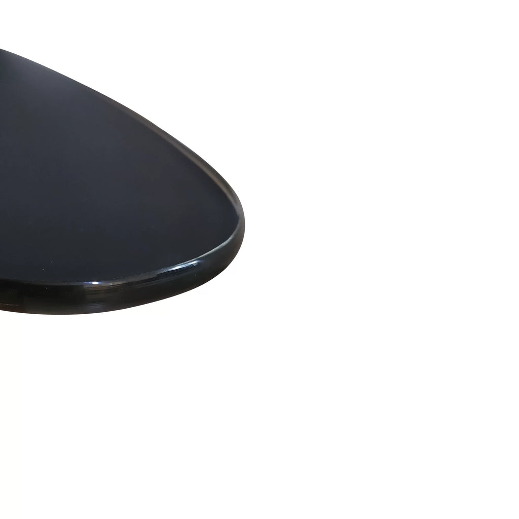 Adjustable Height Black Tempered Glass Table Desk with Lockable Wheels G197235