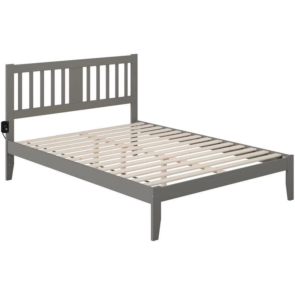 Gray Wood Queen Spindle Bed with USB Charger A345