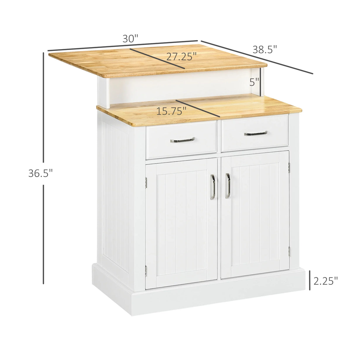 White Kitchen Island with Storage Cabinet and Drawers B3114