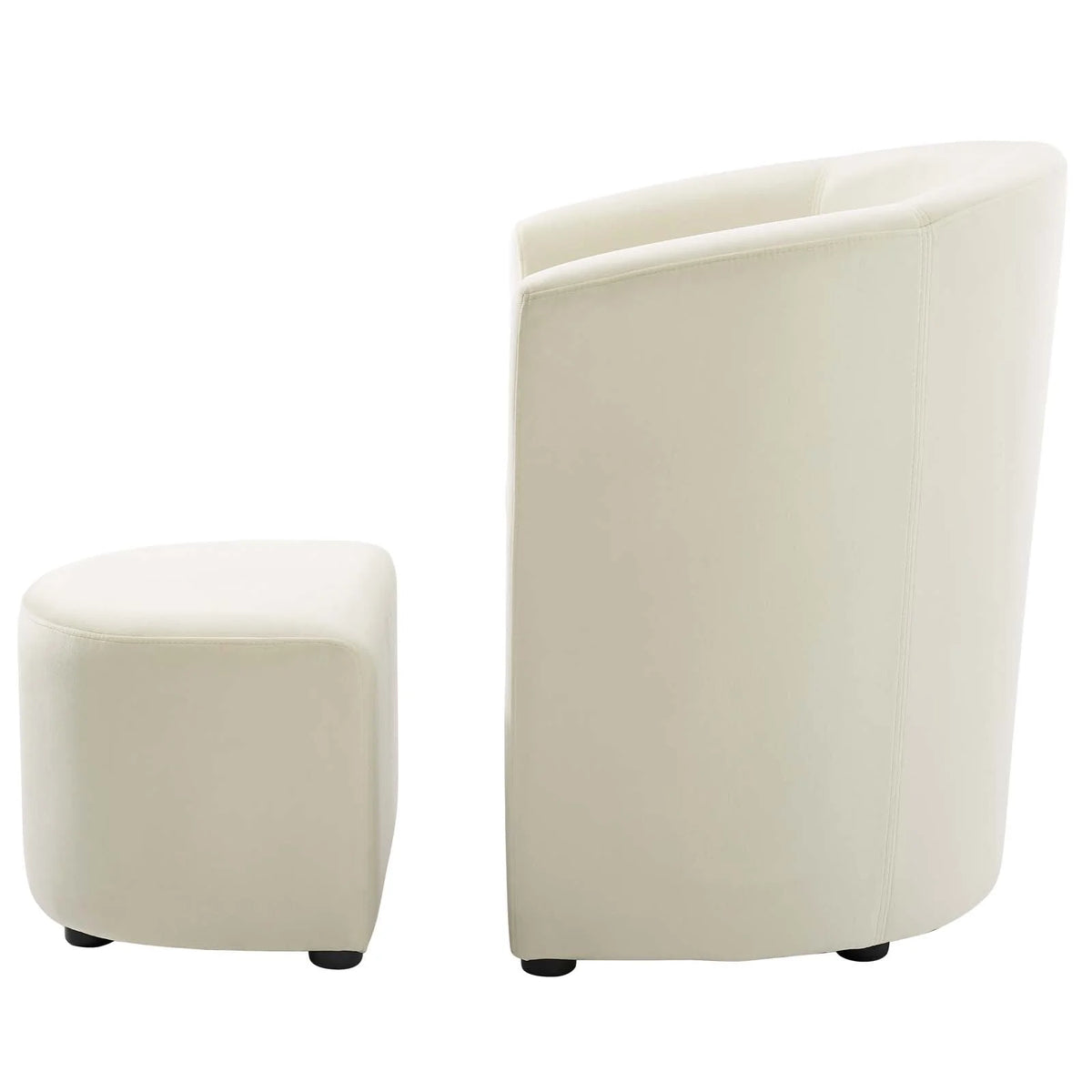 Ivory White Velvet Accent Chair and Ottoman W9870