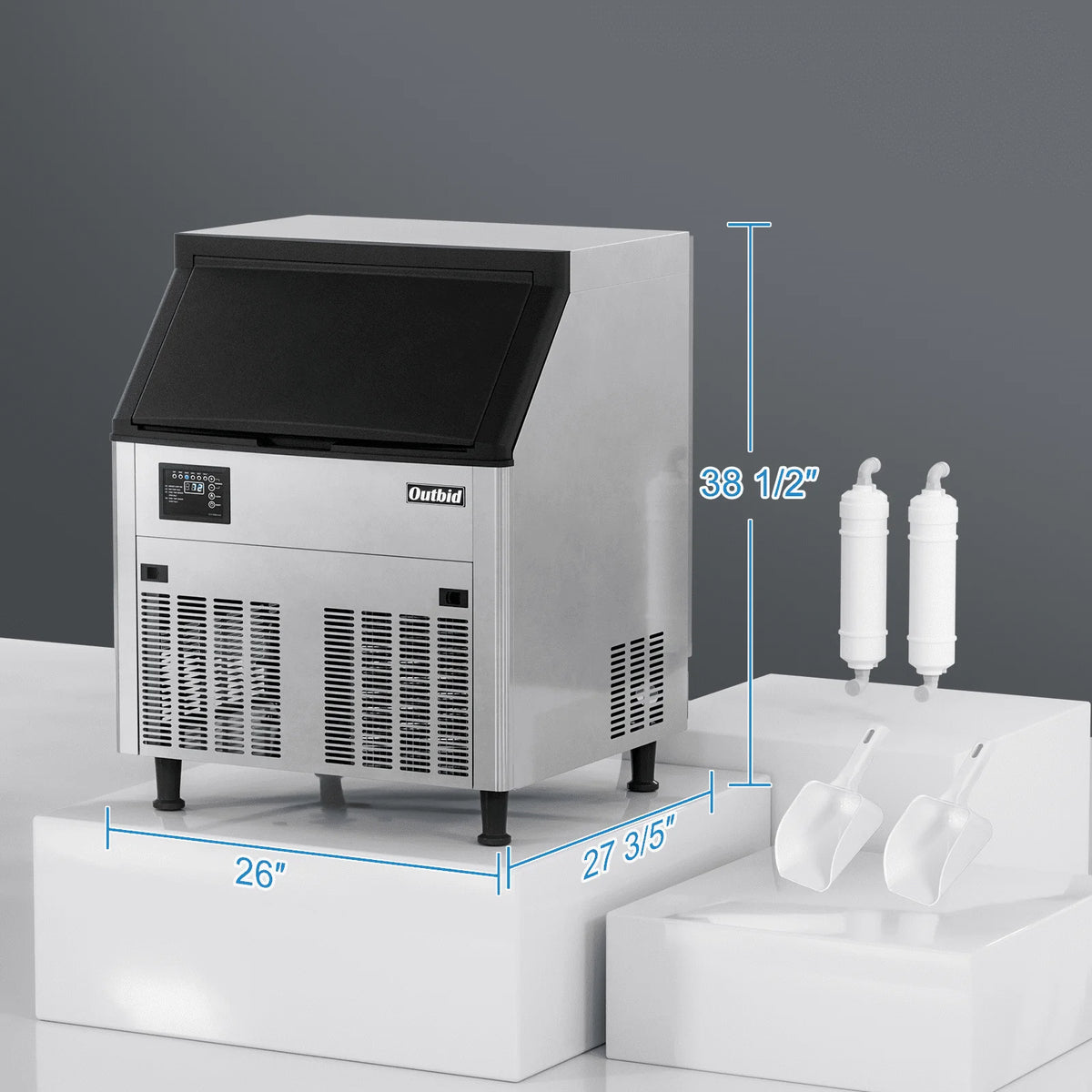 26" Stainless Steel Undercounter Ice Machine with 90 LBS Bin Y959