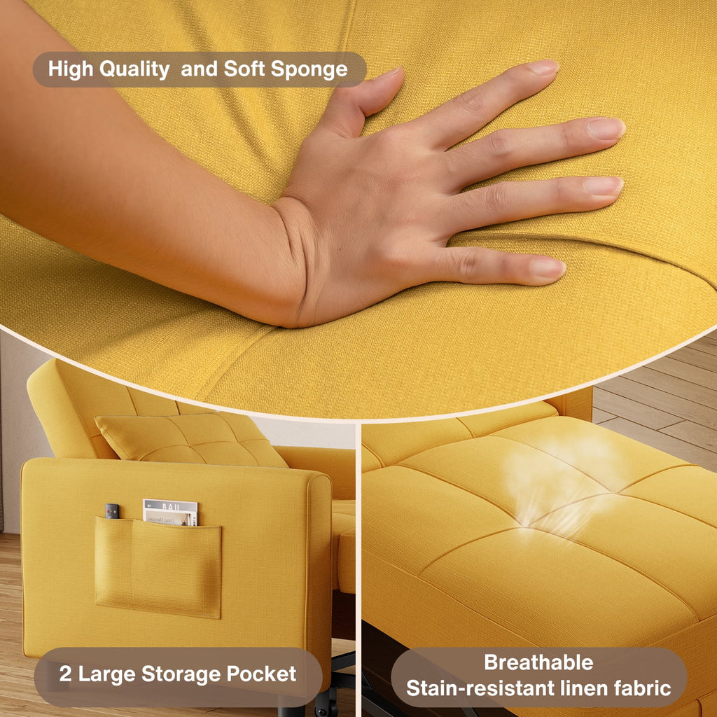 Yellow Convertible Sofa Bed G134275
