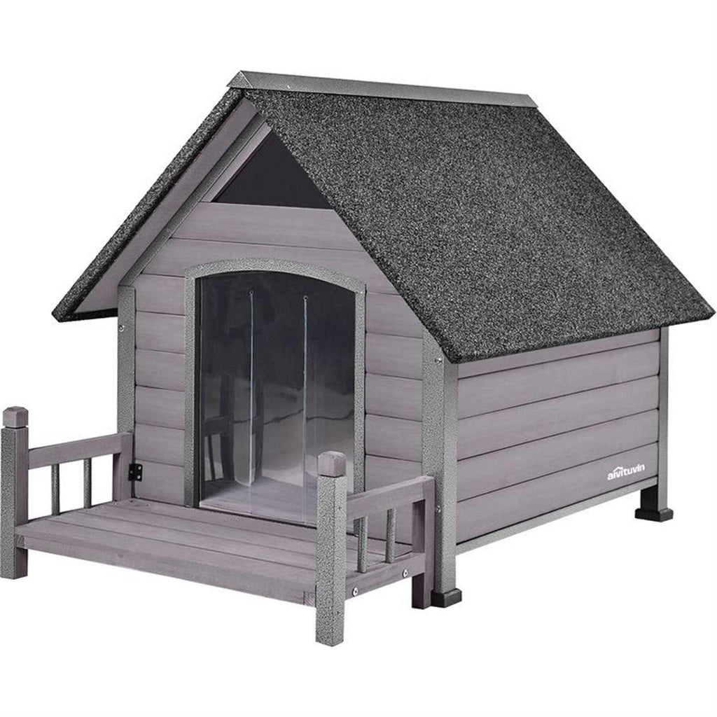 Outdoor Dog House with Porch Iron Frame Z798026