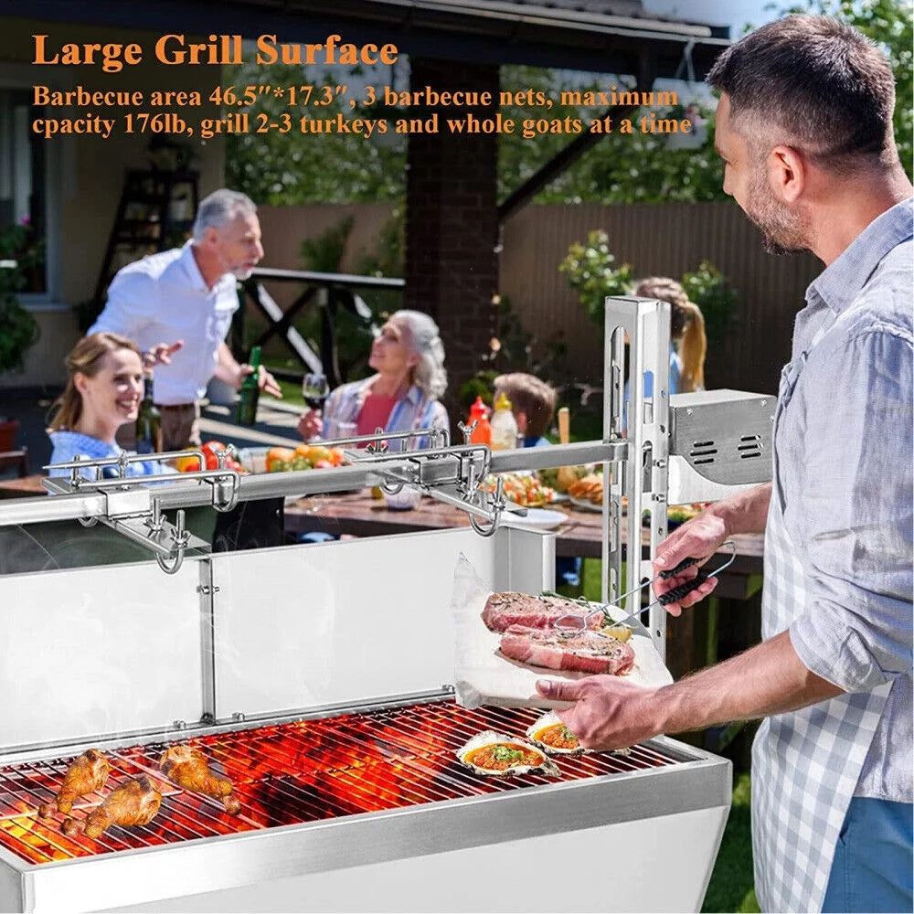 46'' Stainless Steel Charcoal Rotisserie Grill D720