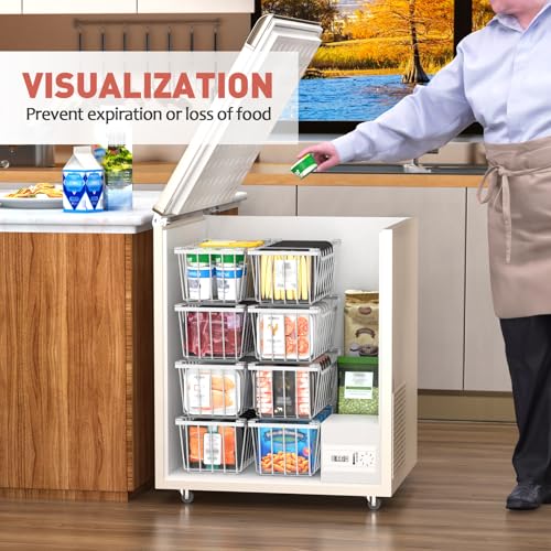 4 Pack Stackable Freezer Organizer Bins with Foldable Handle R61088