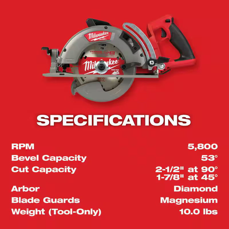 18V Cordless 7-1/4 in. Rear Handle Circular Saw with Two 6 Ah Batteries G2941