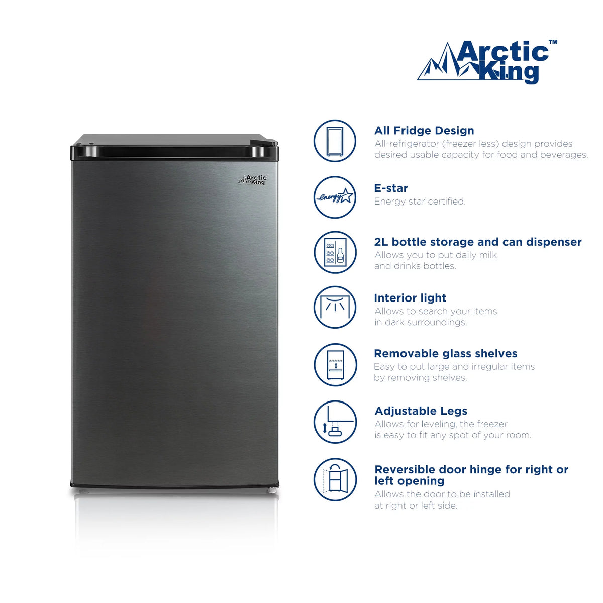 4.4 Cu ft Black Stainless Steel Look Mini Fridge X513964