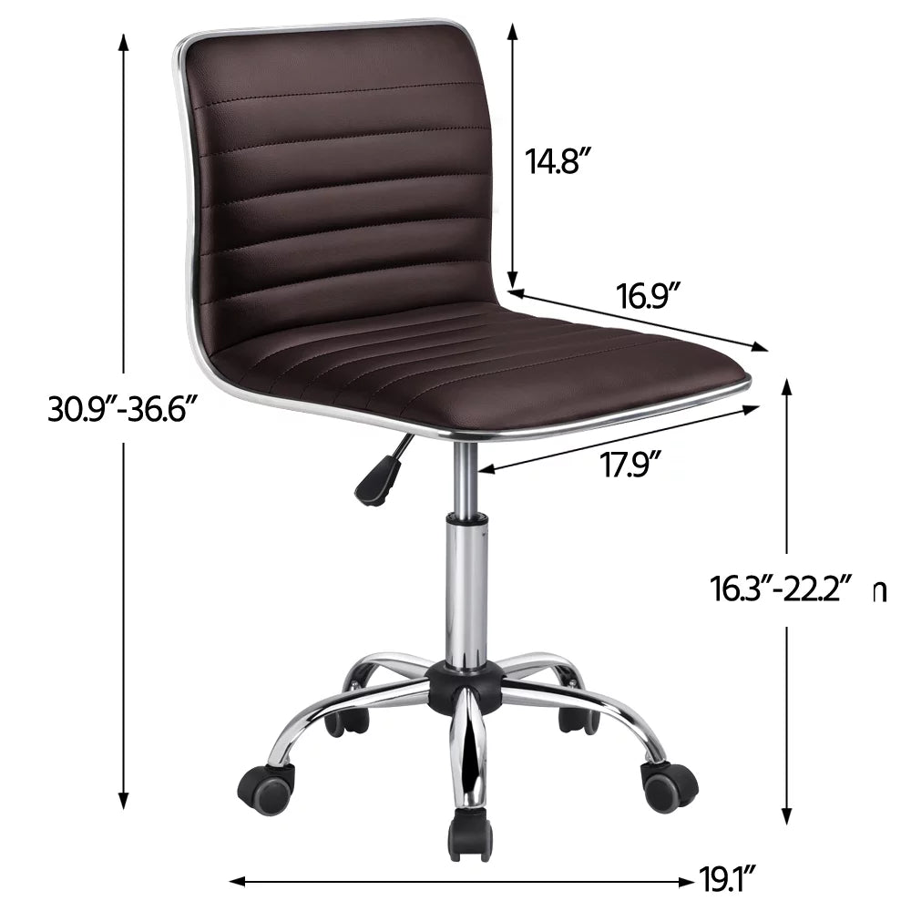 Espresso Faux Leather Swivel Office Chair Set of 2 U218